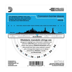 D'Addario EJ62 80_20 Bronze Mandolin Strings, Light