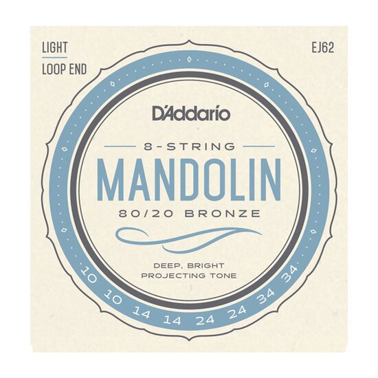 D'Addario EJ62 80_20 Bronze Mandolin Strings, Light, 10-34